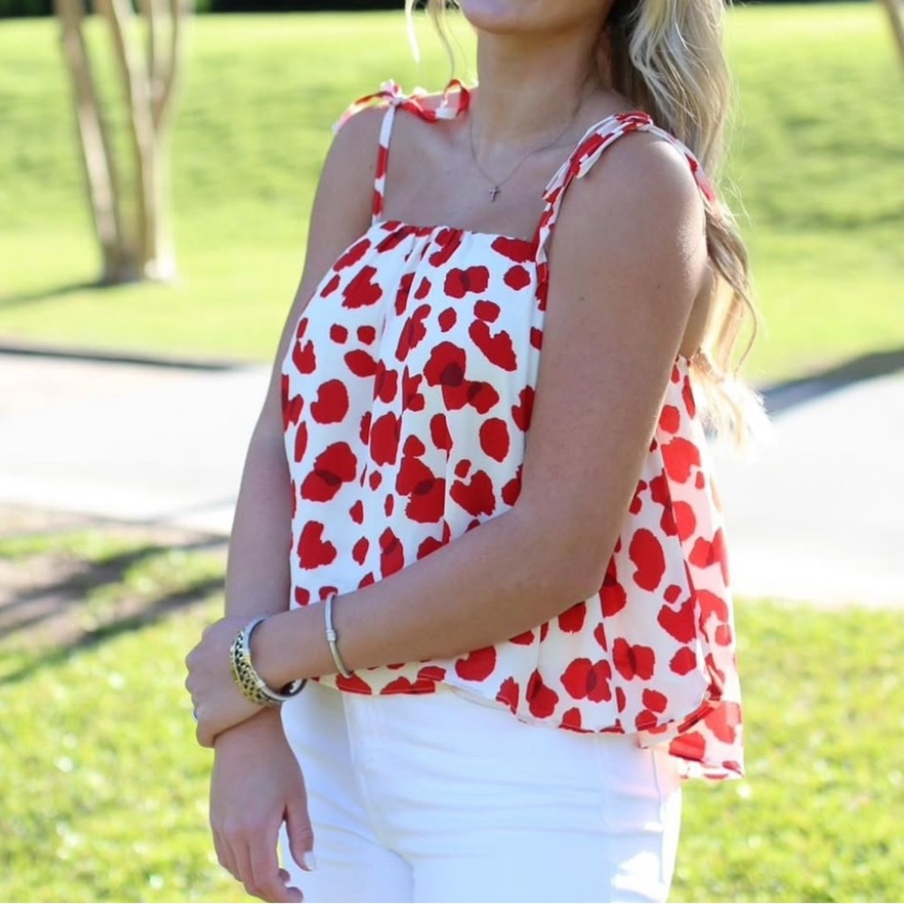 Red and White Women's Top